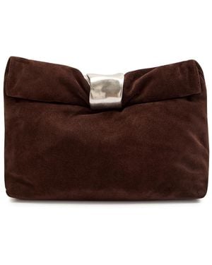 STAUD Cuff Suede Clutch - Brown