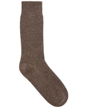 Lisa Yang Zera Ribbed Cashmere Socks - Brown