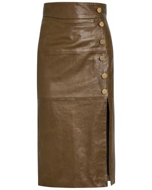 SKIIM Lucy Leather Midi Skirt - Green