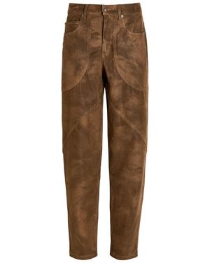 Isabel Marant Kelvina Panelled Barrel-Leg Faux Leather Trousers - Brown