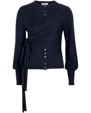 Damson Madder Venna Wrap Merino Wool Cardigan - Blue