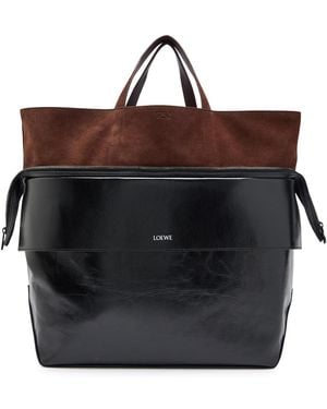 Loewe Switch Large Suede And Leather Tote - Black