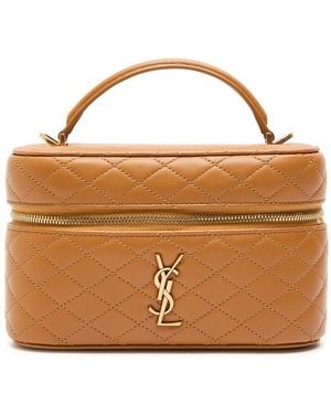 Saint Laurent Gaby Mini Quilted Leather Top Handle Bag - Brown