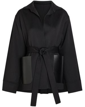 Alaïa Leather And Wool Wrap Jacket - Black