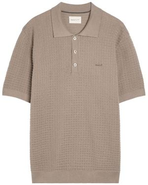 GANT Textured-Knit Cotton Polo Shirt - Natural