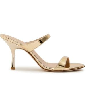 Stuart Weitzman Nudist 85 Metallic Leather Mules