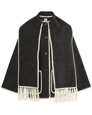 TOTEME Attached Scarf Wool Jacket - Black