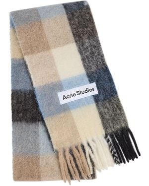 Acne Studios Vally Checked Wool-Blend Scarf - Blue