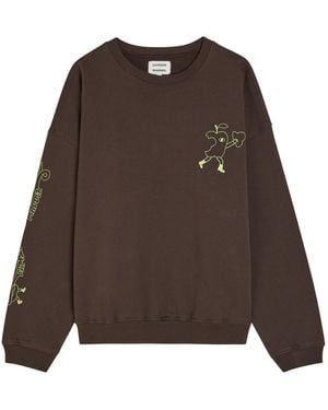 Damson Madder Cafe Pronto Printed Cotton Sweatshirt - Brown