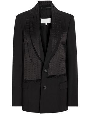 Maison Margiela Layered Silk And Wool Blazer - Black