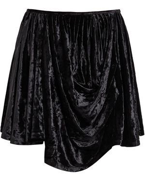 Ganni Draped Asymmetric Velour Mini Skirt - Black