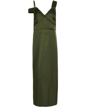 TOTEME V-Neck Satin Midi Slip Dress - Green