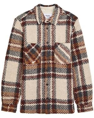 Wax London Whiting Patterned Intarsia Woven Overshirt - Brown