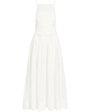 Aje. Helene Pleated Ramie Maxi Dress - White