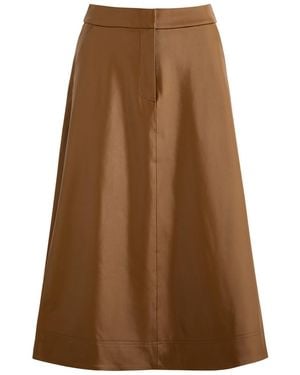 Veronica Beard Louise Faux Leather Midi Skirt - Brown