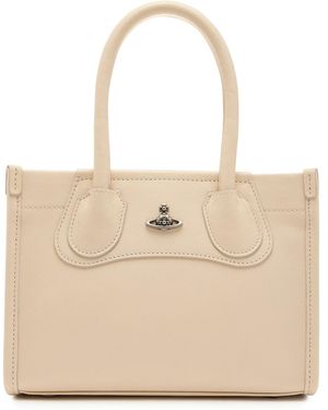 Vivienne Westwood Troy Small Leather Tote Cross-Body Bag - Natural