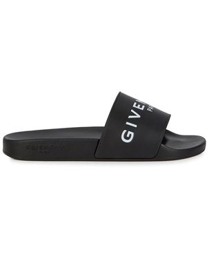 Givenchy Logo Rubber Sliders - Black