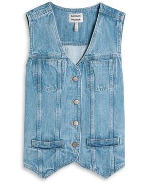 Damson Madder Helly Panelled Denim Gilet - Blue