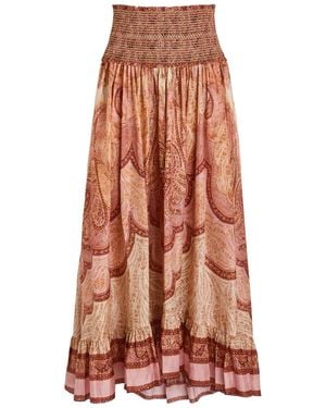 Zimmermann Wanderlust Patterned Silk Maxi Skirt - Orange