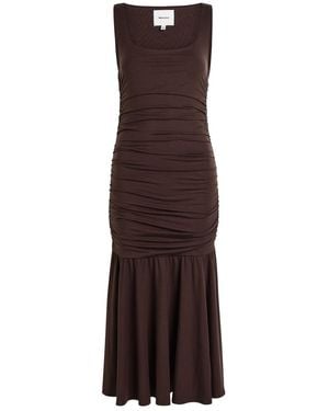 Reformation Kayla Ruched Jersey Midi Dress - Brown