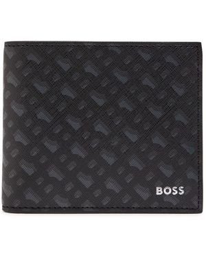 BOSS Monogram Saffiano Leather Wallet - Black