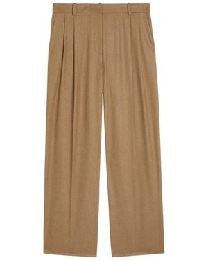 KHAITE August Pleated Wool-Blend Pants - Natural