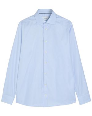Eton Houndstooth Cotton-Twill Shirt - Blue