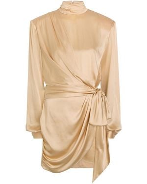 Ronny Kobo Imara Belted Wrap-Effect Silk-Blend Mini Dress - Natural