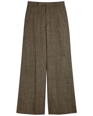 Rick Owens Pantaloni Wide-Leg Wool Trousers - Green
