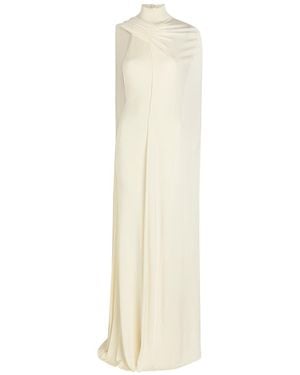 The New Arrivals Ilkyaz Ozel Umay Cape-Effect Stretch-Jersey Gown - White