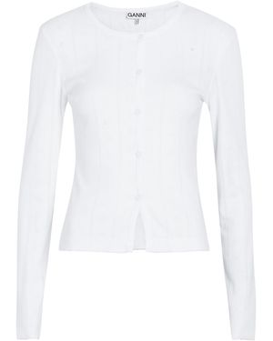 Ganni Pointelle Cotton Top - White