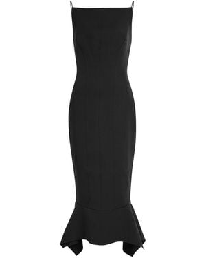 Roland Mouret Fishtail Hem Stretch-Crepe Midi Dress - Black