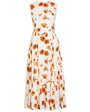 Emilia Wickstead Chelsea Floral-Print Seersucker Midi Dress - White
