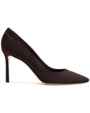 Jimmy Choo Pointed Suede Mid-Heel Pumps - Brown