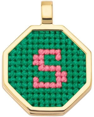 Maria Frering Letter S Pendant-Plated Necklace - Green