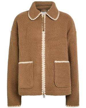 Varley Ruiko Whipstitch-Trim Fleece Jacket - Brown