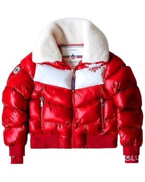 Malibu Ski Club Apres Slick Bomber Jacket - Red