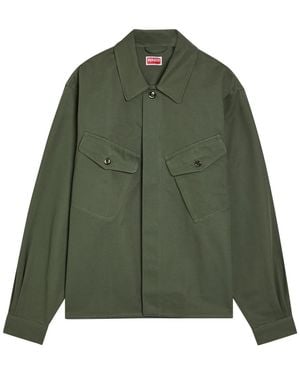 KENZO Cotton-Twill Overshirt - Green