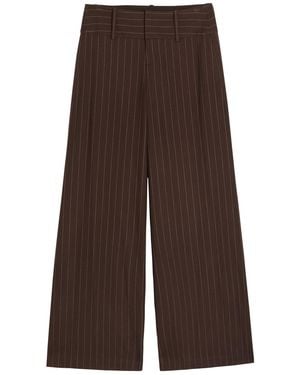 Alice + Olivia Olivia Pinstriped Wide-Leg Twill Pants - Brown