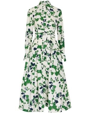 Patrick Mcdowell Sono Printed Cotton And Silk-Blend Midi Shirt Dress - Green