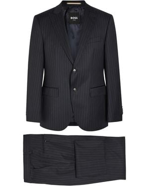 BOSS Pinstriped Wool Suit - Black