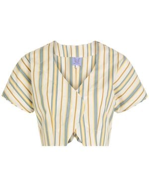 Thierry Colson Bianca Striped Cotton-Poplin Blouse - White