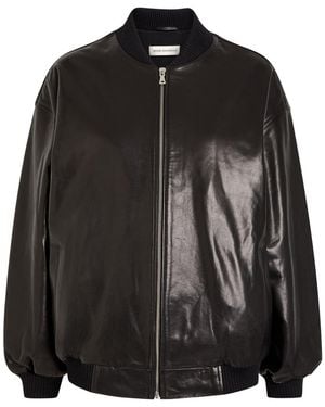 Nour Hammour Marley Leather Bomber Jacket - Black
