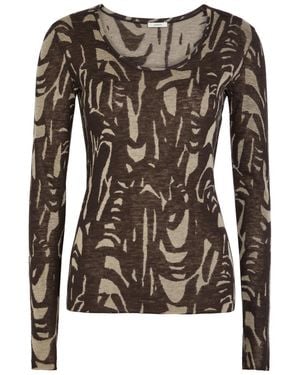 JOSEPH Villa Patterned Cashmere Top - Brown
