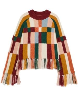 ALÉMAIS Marojerelle Checked Wool-Blend Sweater - White