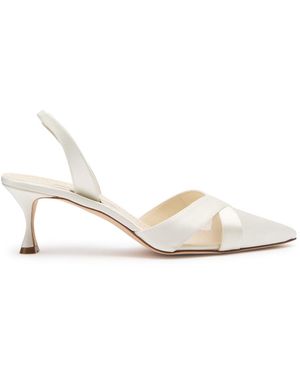 Manolo Blahnik Oyounasli 50 Satin Slingback Court Shoes - White