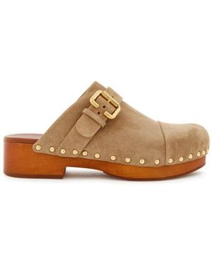 Chloé Jeannette 40 Suede Clogs - Brown