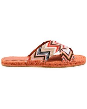 Missoni Harlow Zigzag Lamé Espadrille Sliders - Red