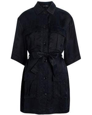 Anine Bing Geri Belted Woven Mini Shirt Dress - Black
