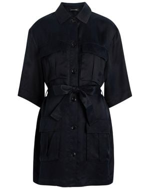 Anine Bing Geri Belted Woven Mini Shirt Dress - Black